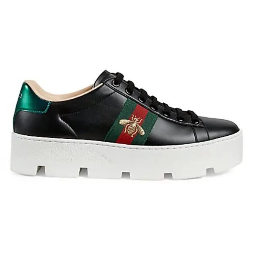 Gucci Ace Platform Sneaker with Bee, size 39+ barely worn